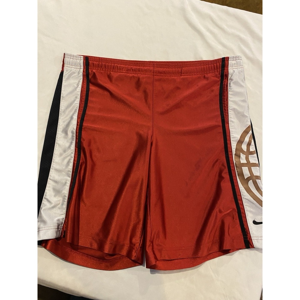 Nike Hoops Dazzle Mesh Basketball Shorts XL Red Gold Swoosh Streetwear